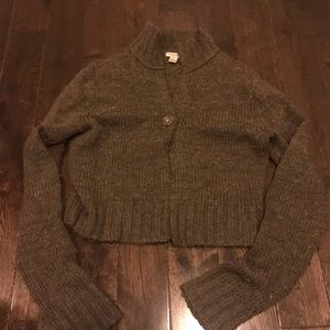 American Eagle cropped brown cardigan one button
